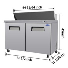 48″ Commercial Sandwich & Salad Prep Table Refrigerator 14Cu.Ft R290 Refrigerant