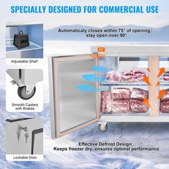 VEVOR 48″ Commercial Frozen Refrigerator Sandwich & Salad Prep Table 12.9 Cu. Ft