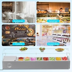 48” Stainless Steel Sandwich Prep Table Glass Cover Refrigerated Counter