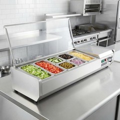 Commercial Desktop Condiment Cooler Stainless Steel Prep Station 140W Compressor