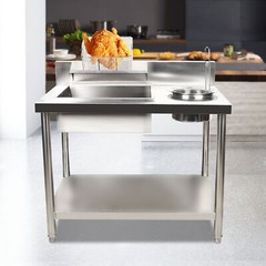 Breading Table Fried Food Prep Station Fry Chicken Work Table Stainless Steel