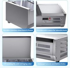 130W Countertop Refrigerated Condiment Prep Station 35-46F Digital Auto Defrost