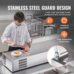 VEVOR Countertop Refrigerated Salad Pizza Prep Station 135 W Stainless Guard ETL