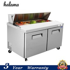 60″ Commercial Refrigerators Sandwich & Salad Prep Table 2-Door With 16 Pans