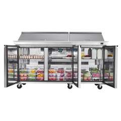 VEVOR 72″ Mega Top Commercial Refrigerated Sandwich Prep Station 3 Door w/30 Pan
