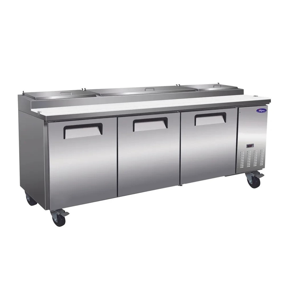 Valpro VPP94-HC 94″ 3-Section Refrigerated Pizza Prep Table w/ 3 Doors, 12 Pans