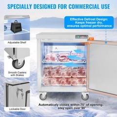 VEVOR 28″ Commercial Frozen Refrigerator Sandwich & Salad Prep Table 7.4 Cu. Ft