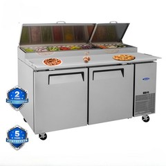 67″ Double Door Stainless Steel Commercial Refrigerated Salad Pizza Prep Table
