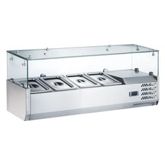 48″ Refrigerated Countertop Salad Bar, Glass Topping Rail, 4 Pans