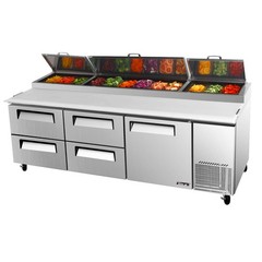Turbo Air TPR93SDD4N 93 in 4 Drawer 1 Door Super Deluxe Pizza Prep