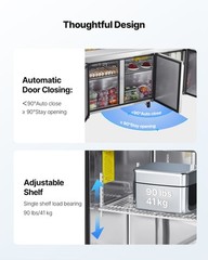 VEVOR 72″ Commercial Refrigerated Sandwich Prep Workable 3 Door Stainless Steel