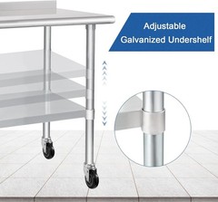 HARDURA 30×48 Inch Stainless Steel Table with Wheels – NSF Heavy Duty Prep Table