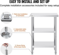 Polished Stainless Steel Work Table, 14×24 Inch – Ideal for All Cooking Tasks