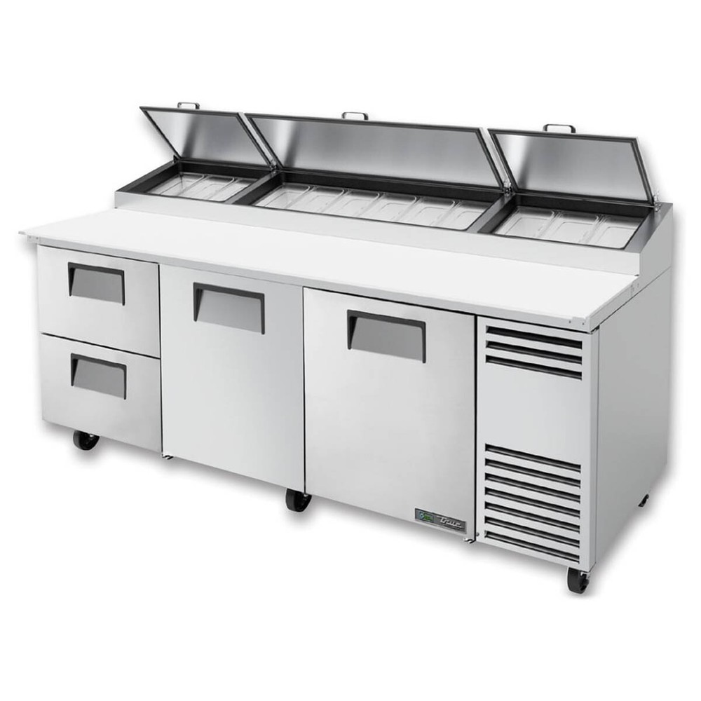 True TPP-AT-93D-2-HC 93″ 2 Solid Doors & 2 Drawers Refrigerated Pizza Prep Table