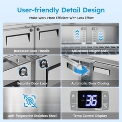 72″ Countertop Refrigerated Condiment Salad Pizza Prep Station with Glass Guard