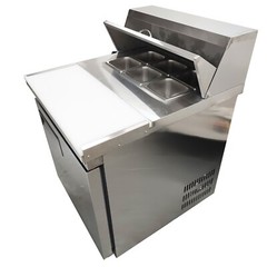 110V Commercial Refrigerator 163L Sandwich Salad Prep Table 1 Doors w/ 6 Pans