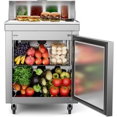 Stainless Steel 27′ Commercial Salad Sandwich Prep Table Refrigerator 8 Pans