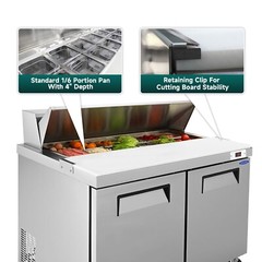 48″W Sandwich Salad Prep Table Refrigerator Cooler Table 2 Doors Restaurant Bars