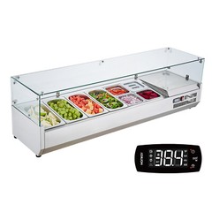 VEVOR 60″ Countertop Refrigerated Salad Pizza Prep Station 150 W Glass Guard ETL