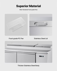 VEVOR Commercial Refrigerated Pizza Prep Table StainlessSteel Fridge Double Door