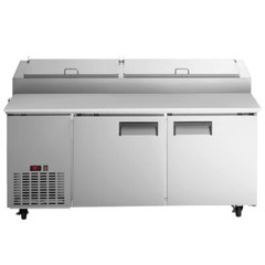 NSF 2 Door Refrigerated Pizza Prep Table 8 Pan Worktable Sandwich Salad Cooler