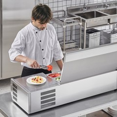 VEVOR Countertop Refrigerated Salad Pizza Prep Station 135 W Stainless Guard ETL