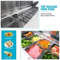 48″ Sandwich Prep Table Commercial 12 Pan Salad Food Refrigerator ETL Certified