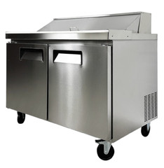 NSF 48″ Two Door Sandwich Salad Prep Table 16 Pan Pizza Food Trailer Cooler 115V