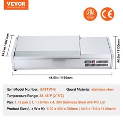 VEVOR Countertop Refrigerated Salad Pizza Prep Station 135 W Stainless Guard ETL