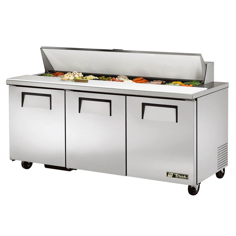 True TSSU-72-18-HC 72″ 3 Door Refrigerated Sandwich / Salad Prep Table