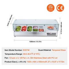 Uimoso Countertop Refrigerated Salad and Pizza Prep Station with Glass Guard