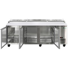 Commercial 93” Refrigerated Pizza Prep Table 3 Door Stainless Steel 31 cu.ft.