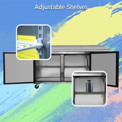 67″ Double Door Stainless Steel Commercial Refrigerated Salad Pizza Prep Table