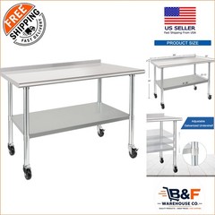 HARDURA 30×48 Inch Stainless Steel Table with Wheels – NSF Heavy Duty Prep Table