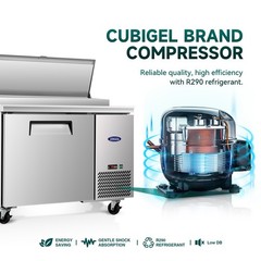 44″ Stainless Steel Commercial Pizza Prep Refrigerator – 11 CuFt Capacity