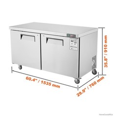 60 Inch Commercial Sandwich Salad Prep Table 16.4 Cu Ft Stainless Steel Dual