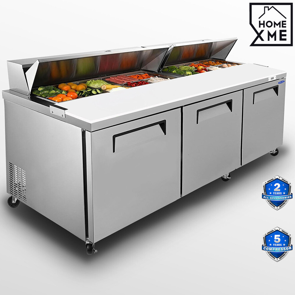 72″ Commercial Prep Table Refrigerator 3 Door 21 Cu.ft Stainless Steel Mega Top