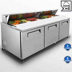 72″ Commercial Prep Table Refrigerator 3 Door 21 Cu.ft Stainless Steel Mega Top