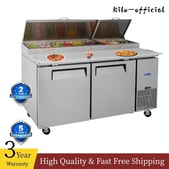 67″ Commercial Pizza Prep Table w/ Built-in Refrigerator & Cutting Board 20Cu.Ft