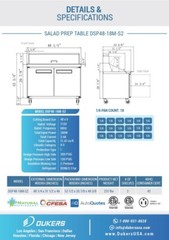 DUKERS DSP48-18M-S2, 2-Door 48″MEGA SAND PREP 18 OF 1/6 PANS ON TOP REFRIGERATOR
