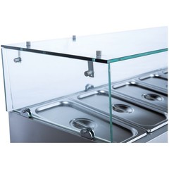 71″ Refrigerated Countertop Salad Bar, Glass Topping Rail, 8 Pans