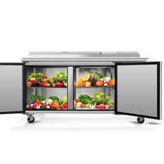 67″ Commercial Pizza-Sandwich Prep Table Refrigerator 2 Door,20.3Cuft Stainless
