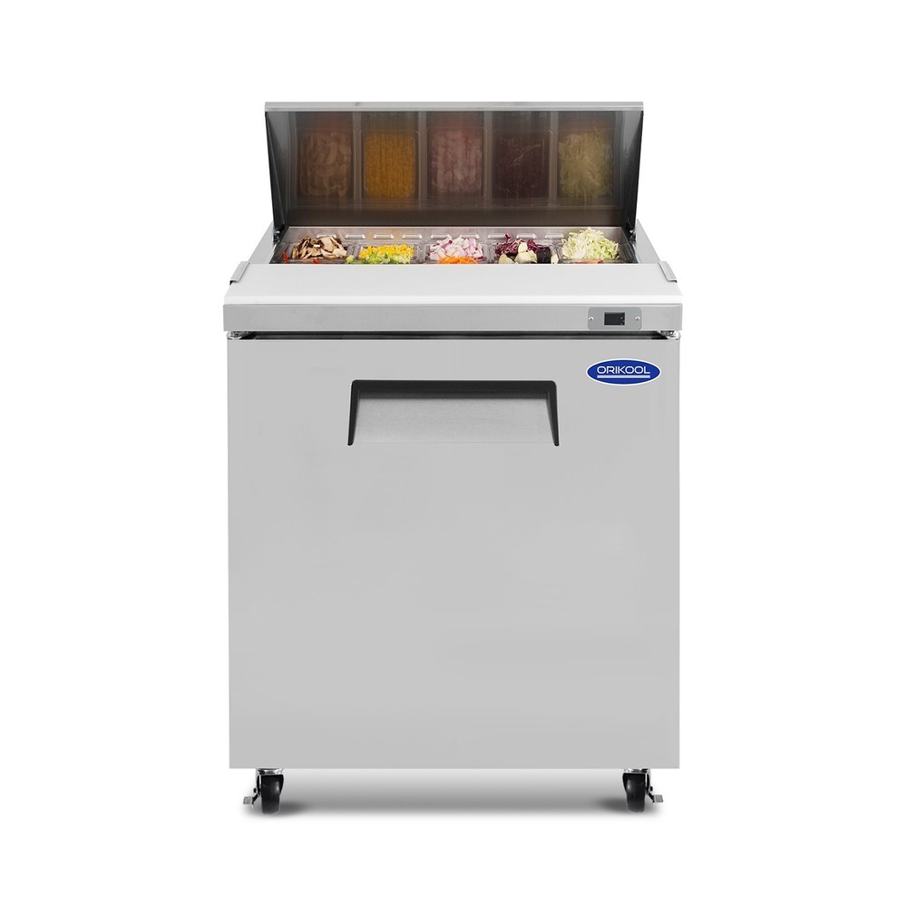 29″ Commercial Sandwich Prep Table Refrigerator -8 Cu.Ft One Door with 8 Pans