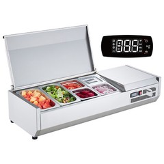 VEVOR 48″ Countertop Condiment Refrigerated Salad Prep Station w/Stainless Guard