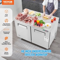 VEVOR 48″ Commercial Frozen Refrigerator Sandwich & Salad Prep Table 12.9 Cu. Ft