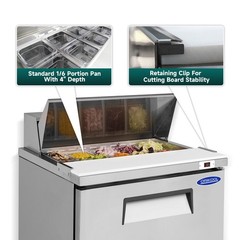 29″ Commercial Sandwich Prep Table Refrigerator -8 Cu.Ft One Door with 8 Pans