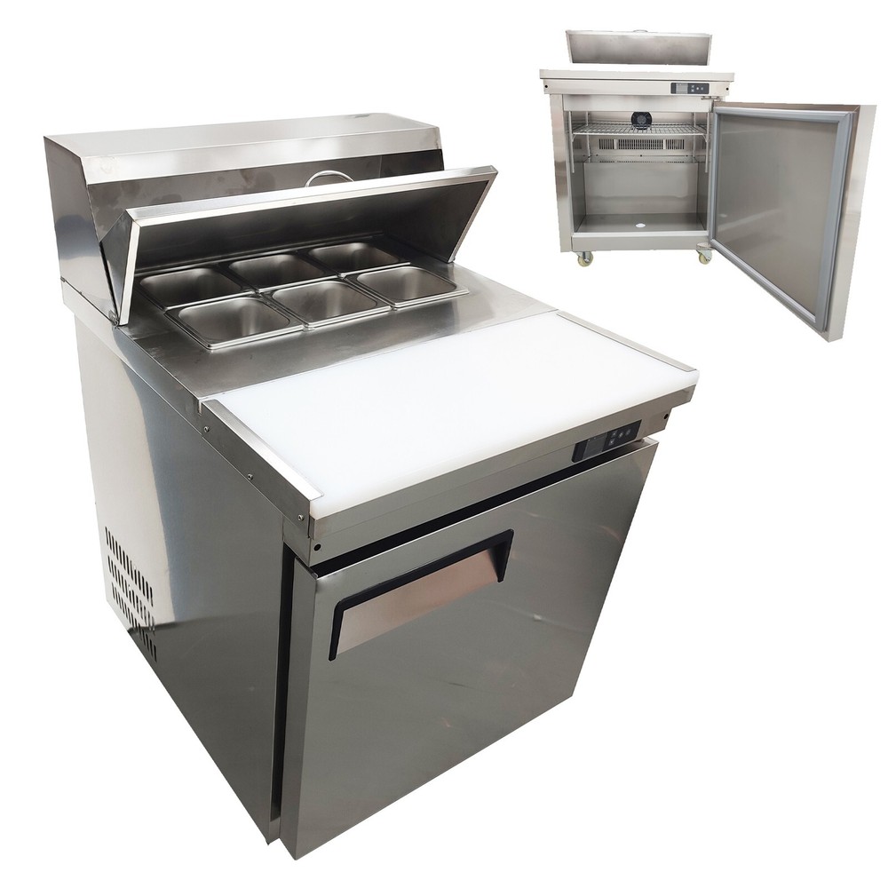 163L Commercial Sandwich Salad Prep Table Refrigerator 6 Pans Salad Refrigerator