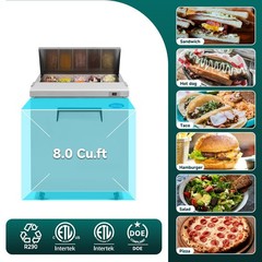 29″ Commercial Sandwich Prep Table Refrigerator -8 Cu.Ft One Door with 8 Pans