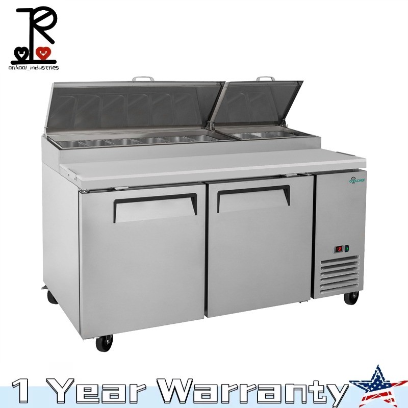 69″ Pizza Prep Table with Refrigerated Base NSF & ETL Removable Salad Bar Cover