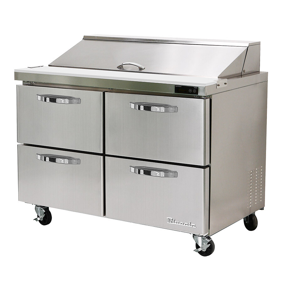 Blue Air BLPT48-D4-HC 48″ Two Section Sandwich Prep Table, 4 Drawers, 13.1 cu…